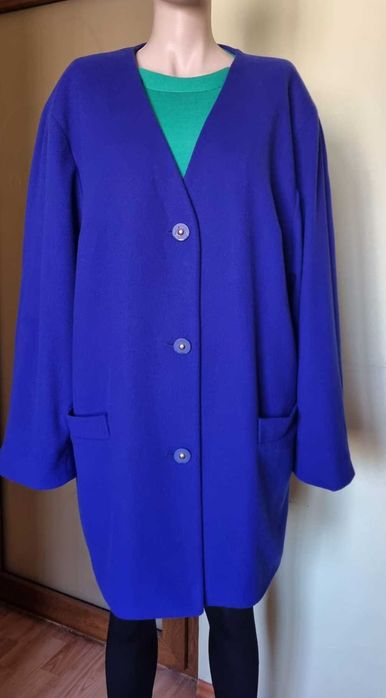 Blazer elegant de toamna/primavara, albastru regal, lana 80%, captusit, marimea 46-48