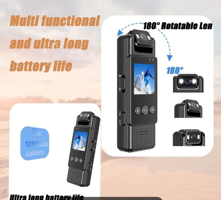 Екшън спортна Камера FHD 180° въртене видео и фото заснемане