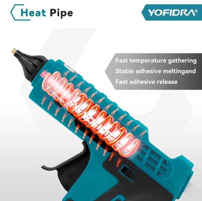 Пистолет за топъл силикон YOFIDRA  с 2 батерии