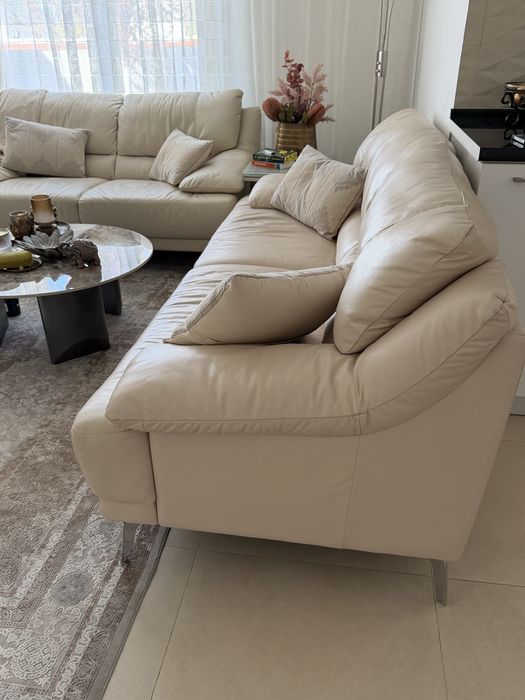 Vand 2 canapele fixe piele Mobexpert