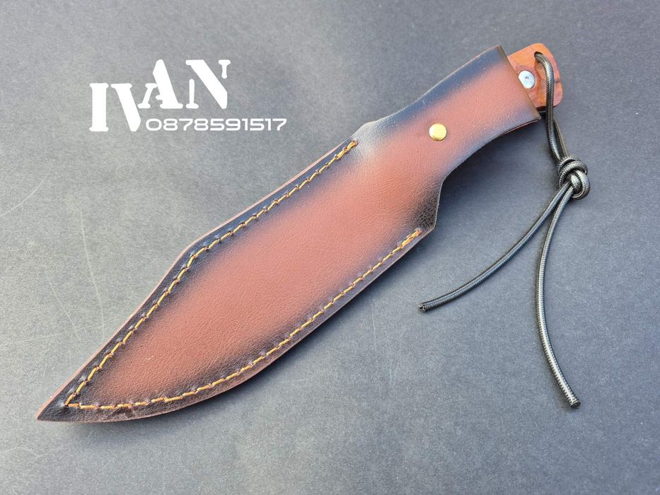 Ловен нож от Дамаска стомана 67 слоя и сърцевина VG10 с кожена кания