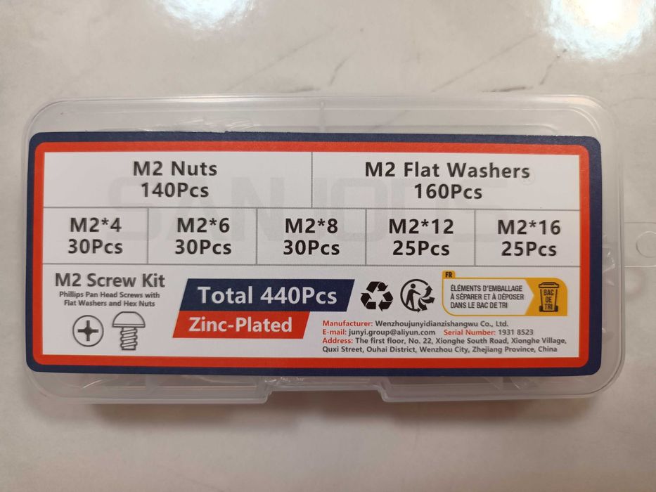 Комплект 320 или 440 части, болт 2мм и 3мм, гайка, шайба, болтчета