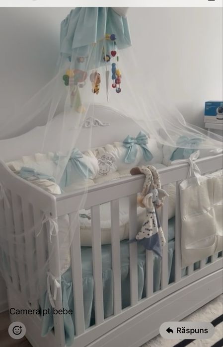 Patut bebe din lemn multifunctional Vittoria Azura + Saltea Cocos – MAMO-TATO