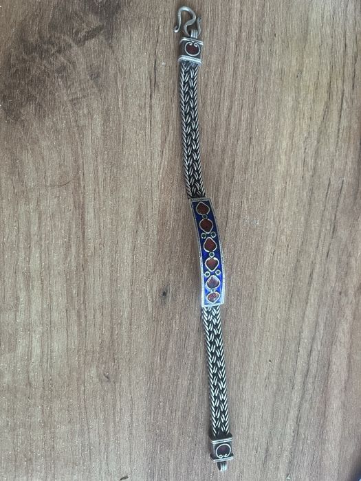 Стара сребърна гривна с емайл