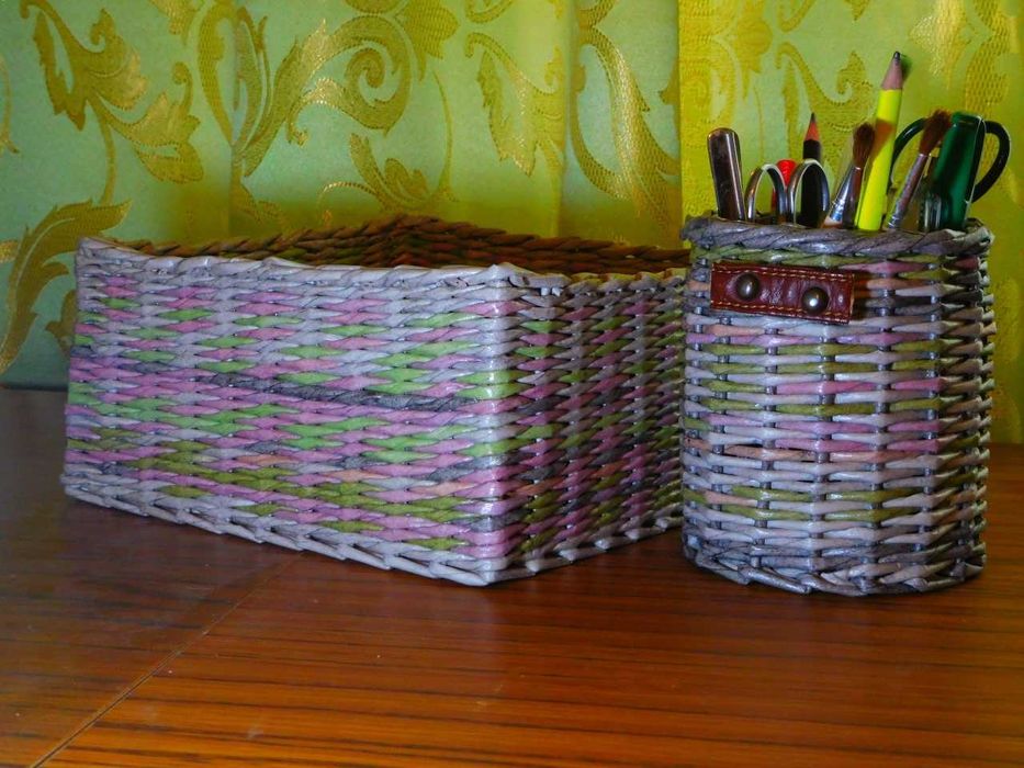 Плетенные корзины, кашпо, короба