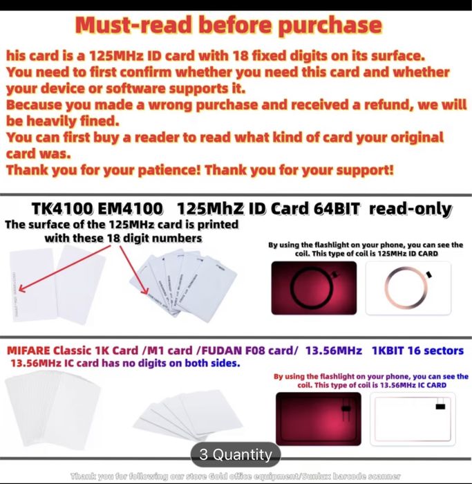 125Khz RFID Proximity Cards 10 броя read only / 10 броя chips