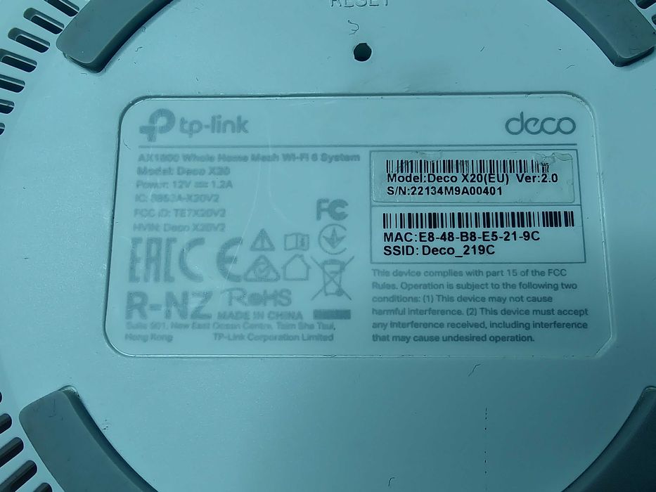 Router Wireless Mesh TP-LINK Deco X20 Wi-Fi 6 Dual Band 574 1201 Mbps