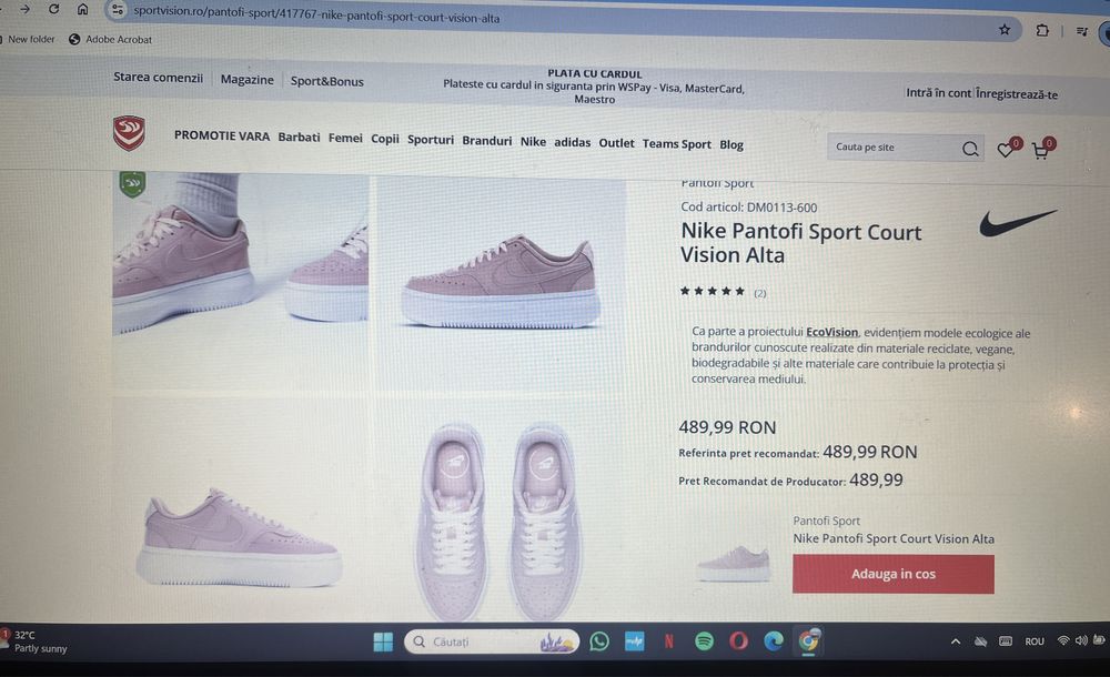 Adidasi Nike sport Court Vision Alta, 37,5 cm