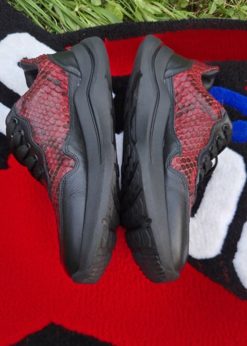 Sneakers handmade din piele naturală şi piele naturală de piton