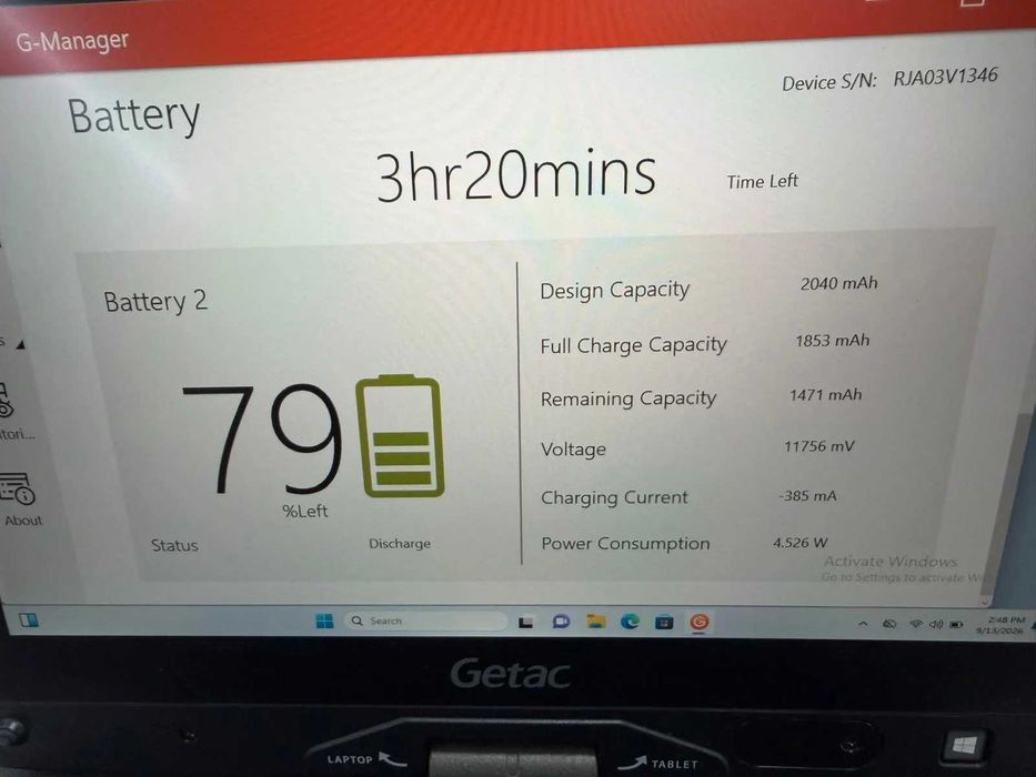 Laptop SH GETAC v110 g4 Fully Rugged i5-7200U SSD Diagnoza Auto