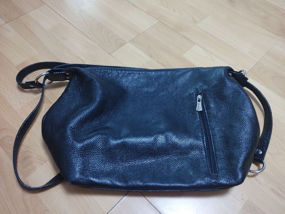 Geanta de piele, neagra