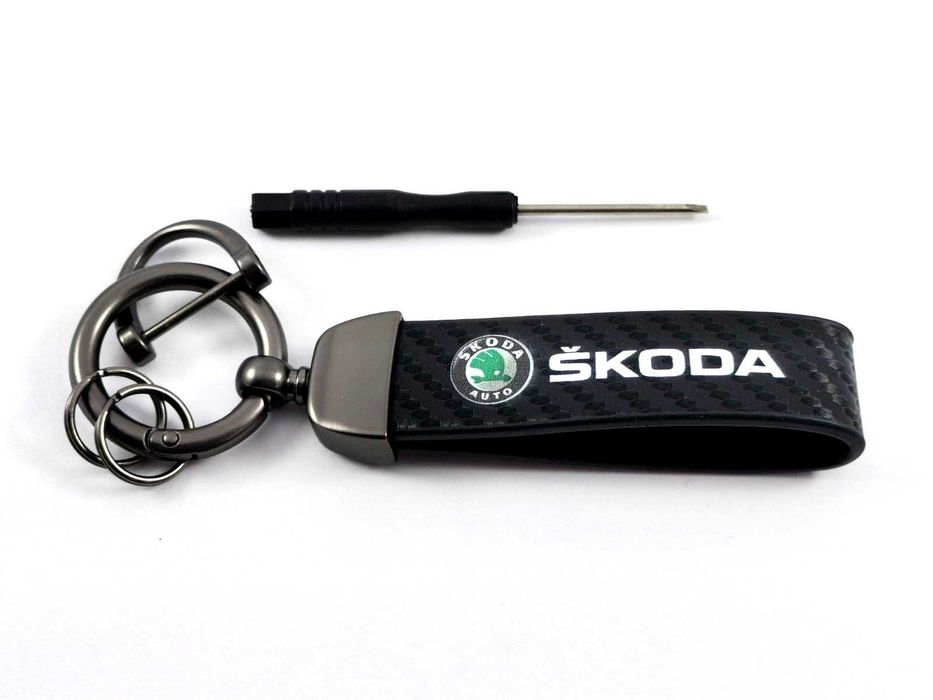 Луксозен Ключодържател SKODA КОЖА Шкода