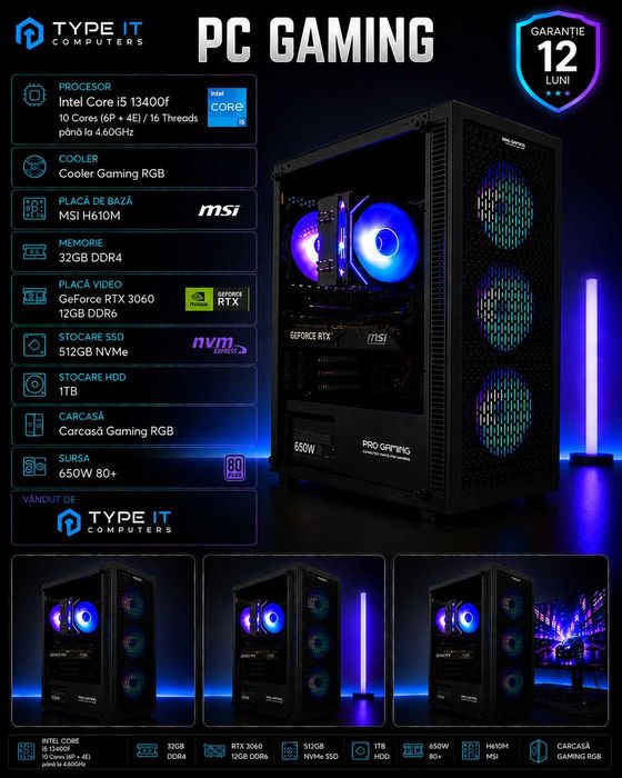 PC Gaming i5 13400f, 32GB DDR4, RTX 3060 12GB DDR6, 512 Nvme, 1TB Hdd