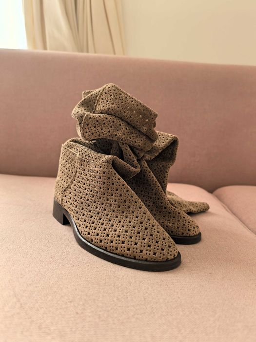 Cizme dama,  piele perforata, marimea 36