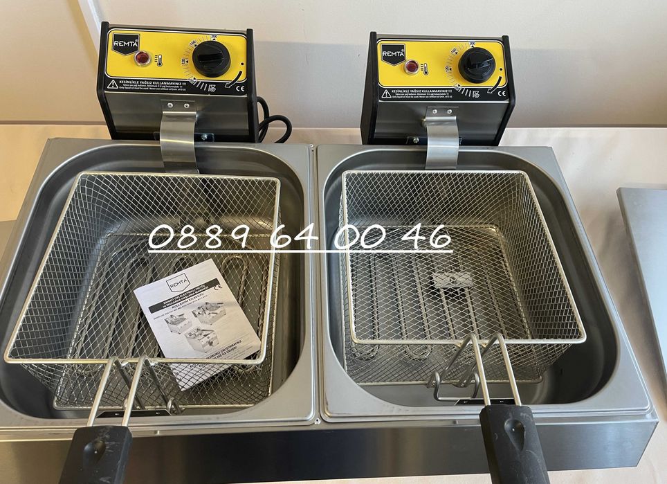 Професионален Електрически фритюрник 8+8 литра (6,0 kW) Турско