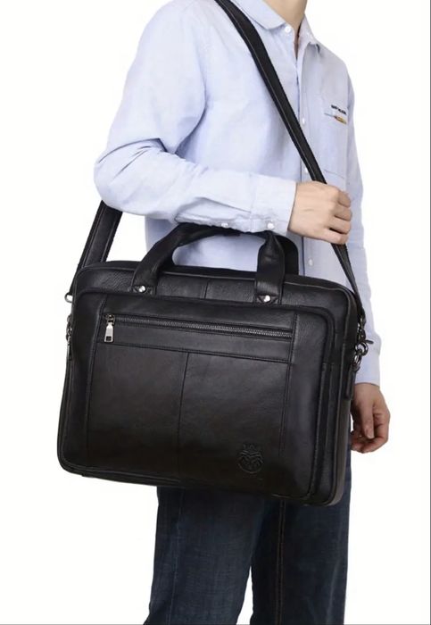 Мъжка класическа бизнес чанта с голям обем/Черна ест.кожа -10%Промоция