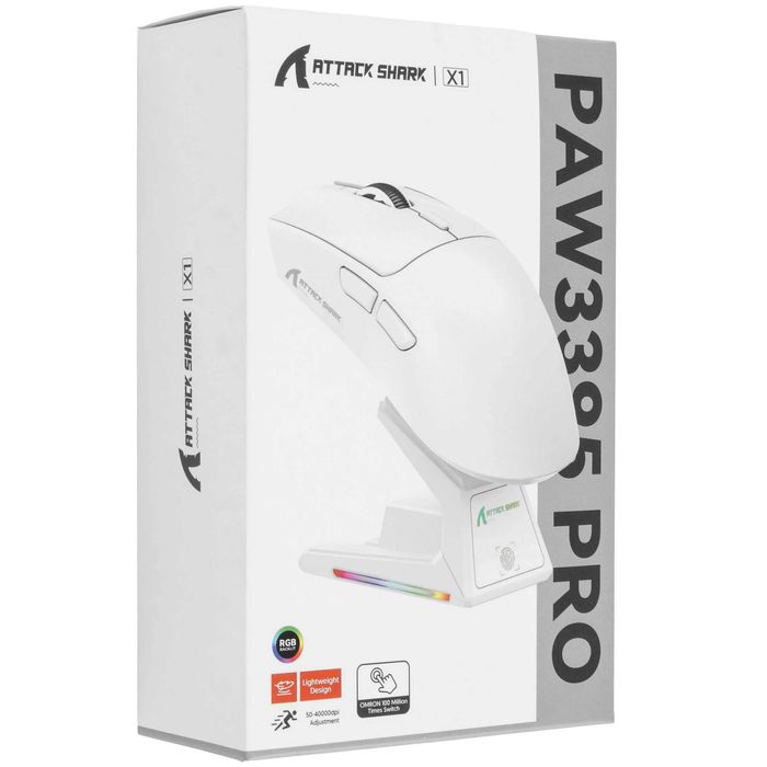 ; Игровая беспроводная мышь ATTACK SHARK X1 White