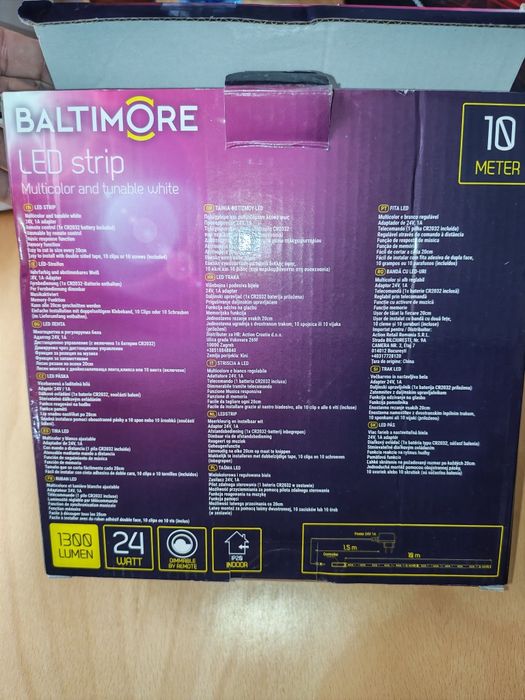 Чисто нова LED лента BALTIMORE – 10 метра, RGB + Регулируемо бяло (24W, 1300 lm)