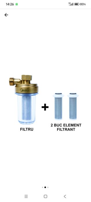 Filtru impuritati, Midea, element filtrant cu sita din otel inox 316L
