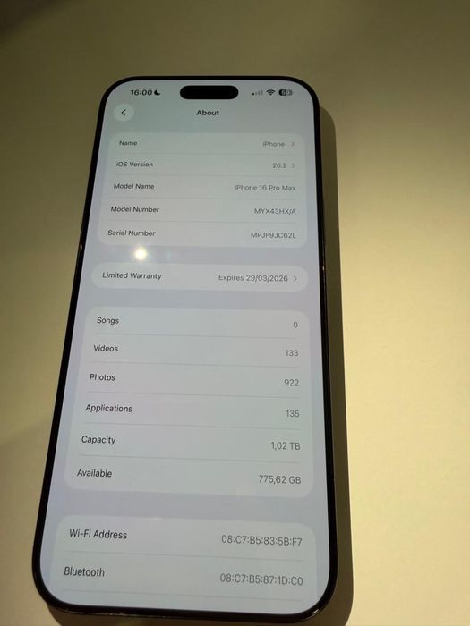 Iphone 16 pro max 1tb 95%