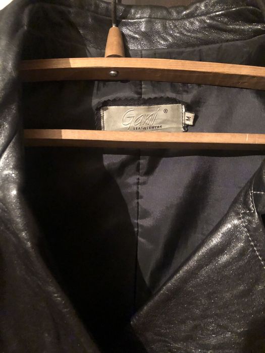 Кожанный тренч черный