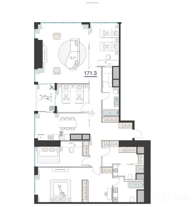 Продаётся квартира в nest one, 171 м², 45 этаж,  коробка панорамный ви