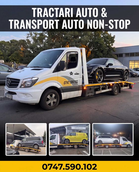 Tractări Auto NON-STOP 24/7 București Ilfov & România | Platformă Auto