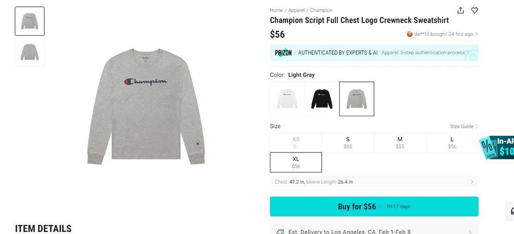 Bluza sport Champion Full Chest Logo Crewneck