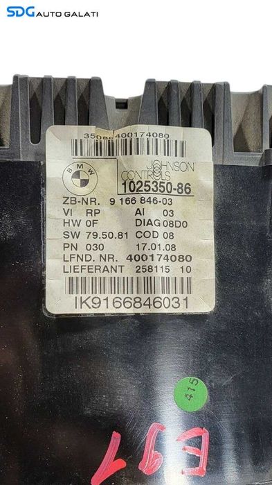 Ceas Ceasuri Cluster Instrumente Bord BMW Seria 3 E90 E91 2.0 Diesel 2004 - 2011 Cod 9166846-03 1025350-86 IK9166846031 [L7626]