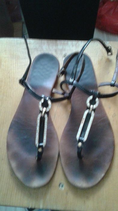 papuci  dama din piele si textil