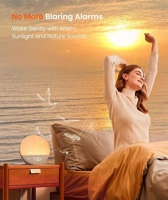 Dreamegg Sunrise 1 - Будилник Sunrise, Звукова машина за сън, Персонализируеми рутини за сън