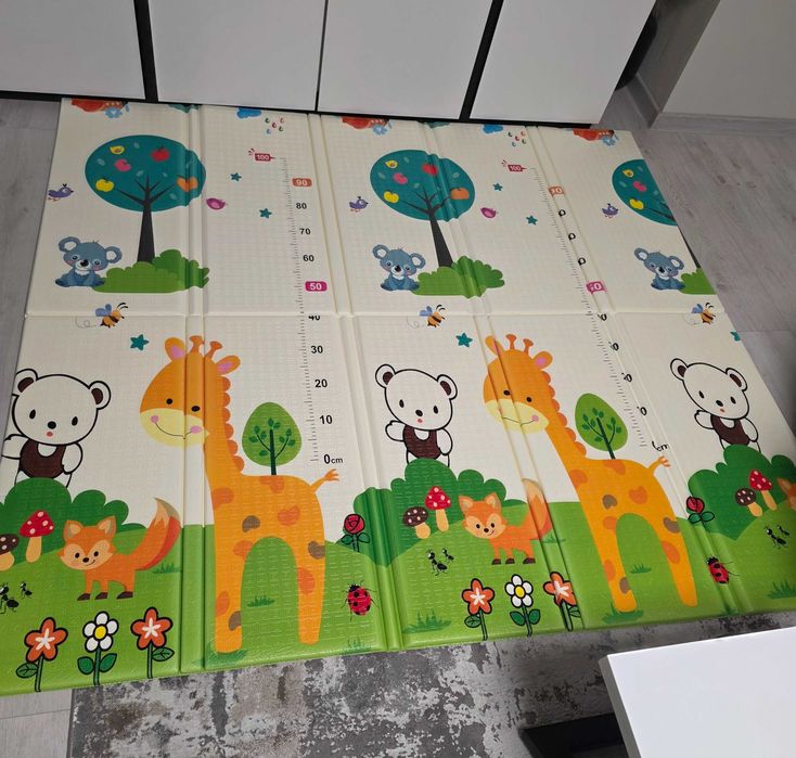 Двустранно килимче за игра Sonne - Жирафчо/Мечо, 180 х 200 cm