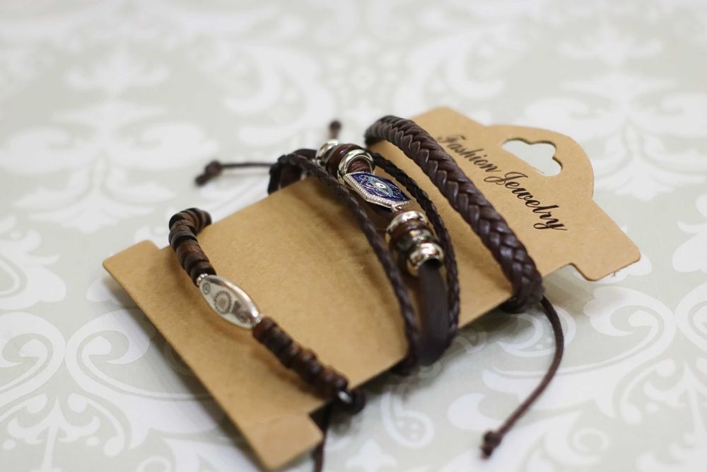 Set 3 bratari vintage, piele