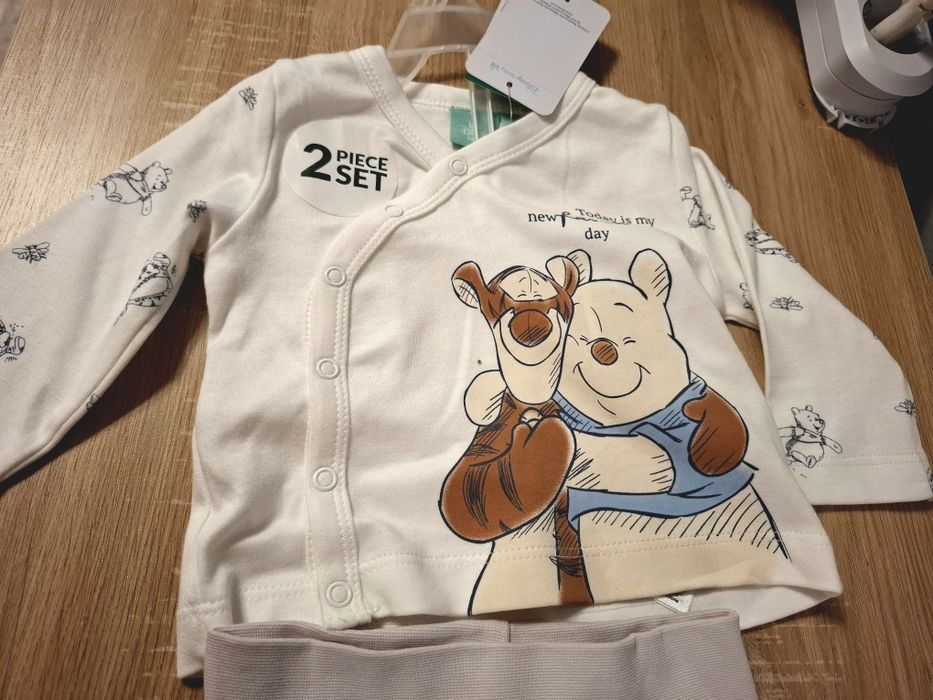 Set bebe 2 piese din bumbac organic cu Winnie the Pooh, 0-3 luni