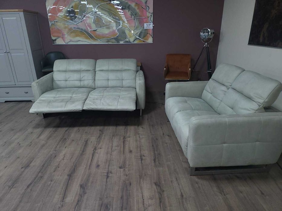 Сив комплект дивани от плат тройка и двойка "Marmont"