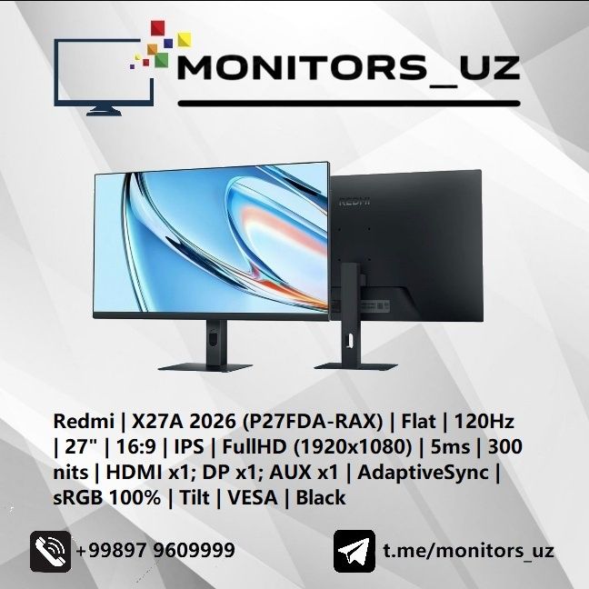 [NEW] монитор Redmi X27A IPS 120Hz
