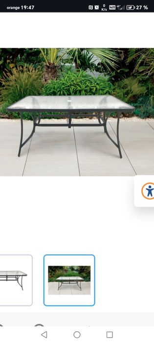 Masa dedeman fixa  metal + sticla,  6 persoane.