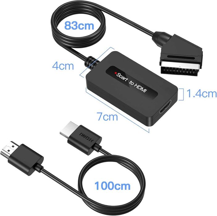 SCART към HDMI конвертор, мъжки, поддържащ Full HD