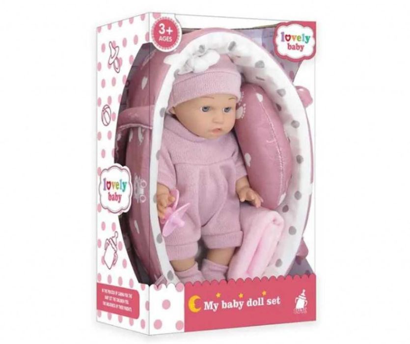 Бебешка кукла с кошница и аксесоари