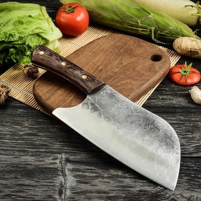 Cutit bucatarie tip satâr B-SQUL 30 cm, lama inox 20 cm, maner lemn, Chef/Japanese Cleaver
