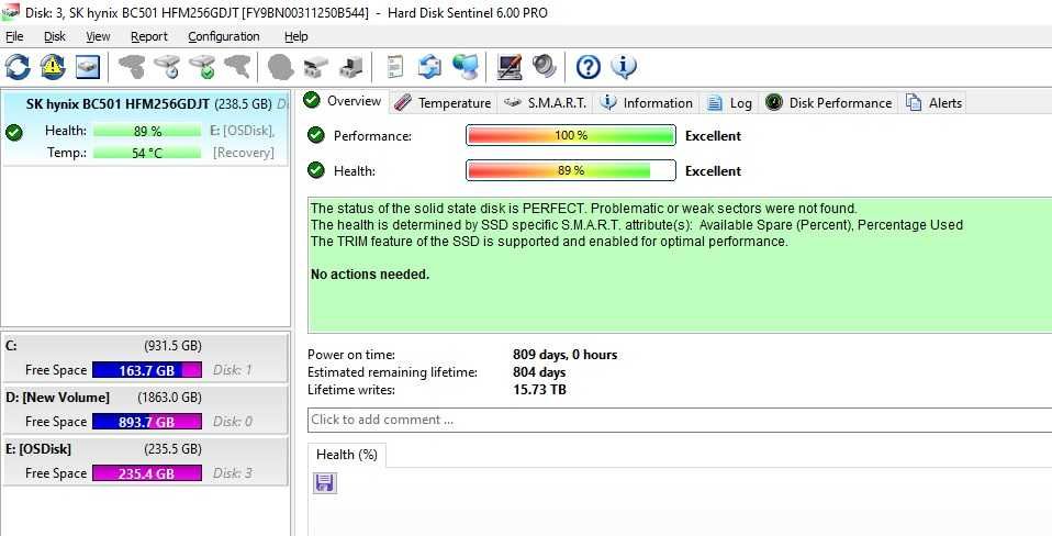 Solid State Drive SSD M.2 NVMe SK Hynix BC501 256GB PCIe Gen3 x2