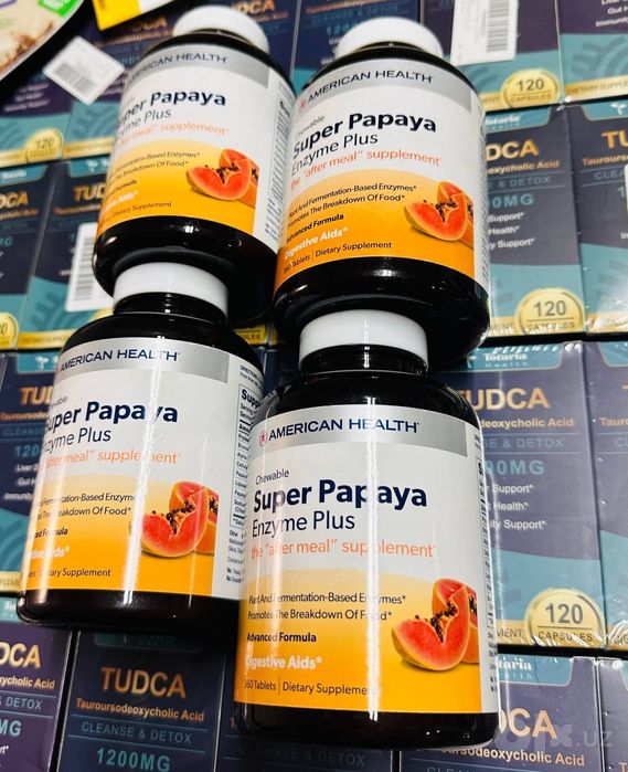 Super papaya enzyme, папая, энзим, american health, 360 ta tablet