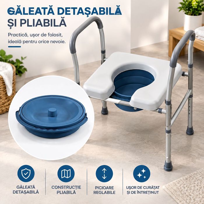 Scaun comod WC pentru vârstnici și persoane cu dizabilități
