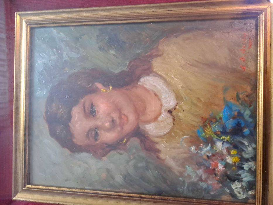 tablou vechi pictura 46/40 cm semnat