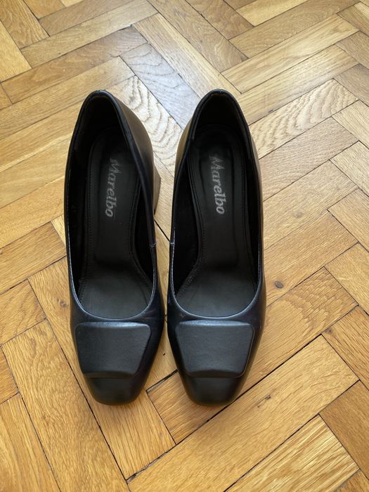 Pantofi din piele Marelbo, toc pătrat, mărimea 37