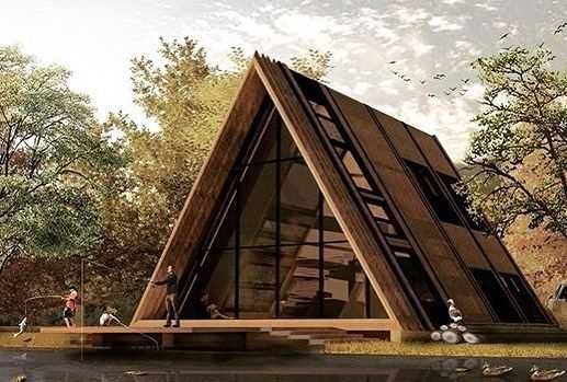 Case moderne pe structura metalica, cabane din lemn tip A, containere