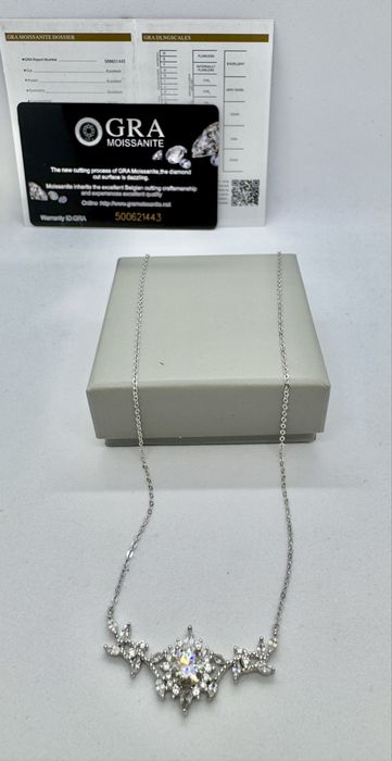 Сребърни колие с мойсанит (Диамант) 1 карат