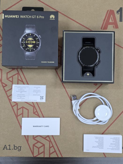 КАТО НОВ 46mm Huawei watch GT 6 Pro A1 Гаранция 2028 Black | Черен