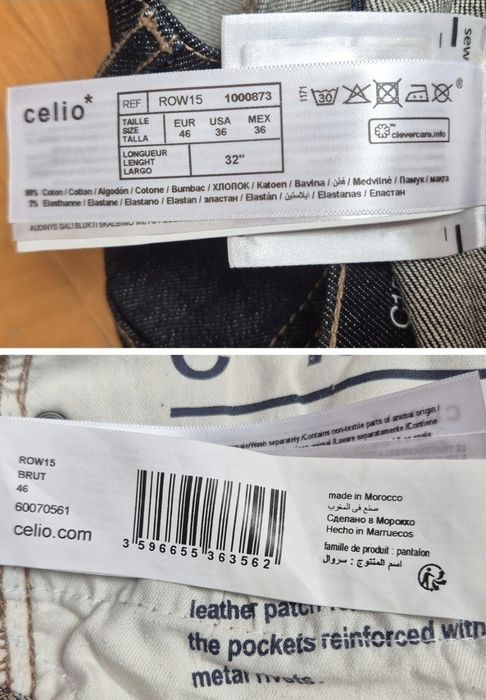 Blugi Bărbați Celio* Franța, Denim Premium Brut, Row15, C15 - W36 L32