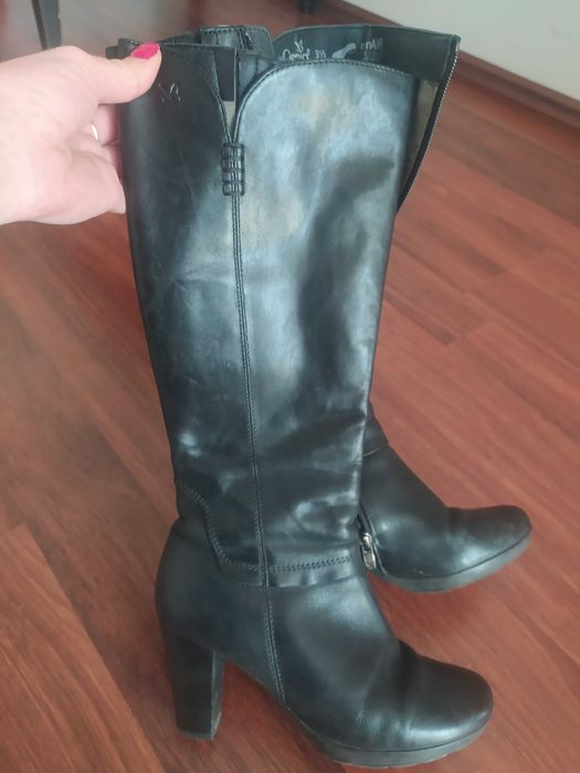 Cizme piele toc mediu